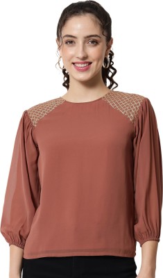 ALL WAYS YOU Casual Printed Women Brown Top