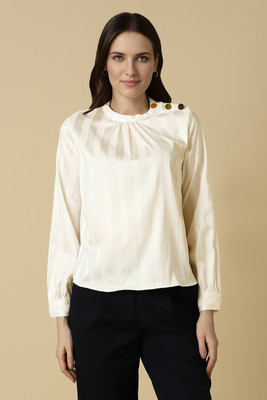 Allen Solly Formal Striped Women Beige Top