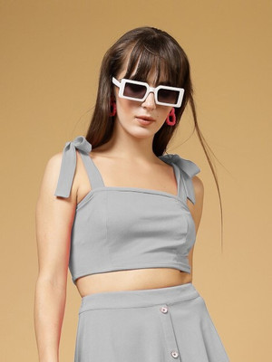 Oomph! Party Solid Women Grey Top