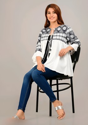 Clothesshade Casual Printed Women Black, Grey, White Top