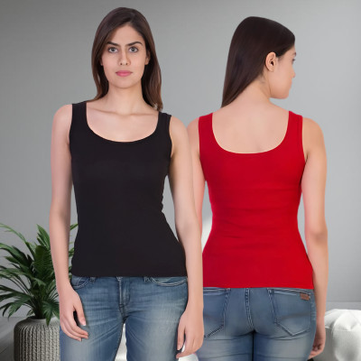 VEERAL Casual Solid Women Red Top