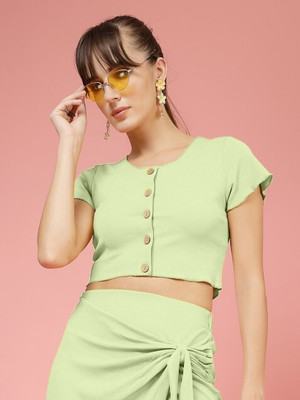 Oomph! Party Solid Women Green Top