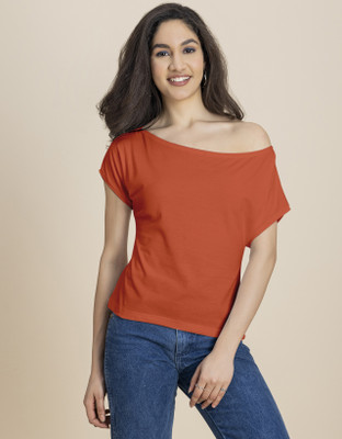 moomaya Casual Solid Women Orange Top