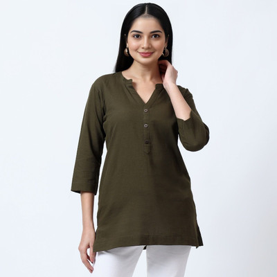 GC FAB Formal Solid Women Dark Green Top