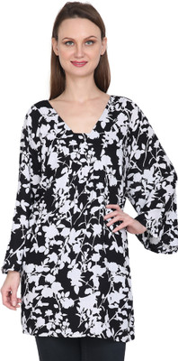 SHOPPERTREE Casual Printed Women Black, White Top
