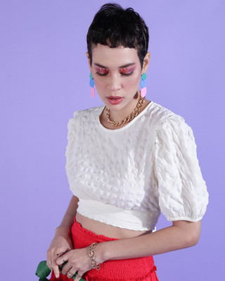 OTTAVIA Party Solid Women White Top