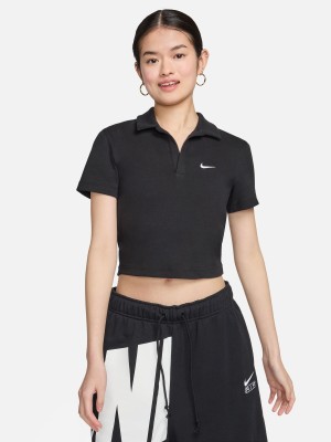 NIKE Casual Solid Women Black Top