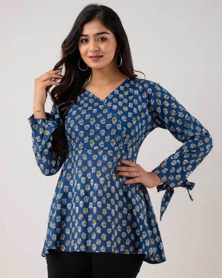 Rangun Women Printed A-line Kurta(Beige)