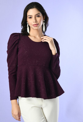 SAKSHI TRADER Party Solid Women Purple Top
