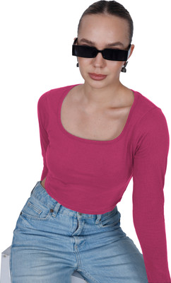 Fasska Casual Solid Women Pink Top
