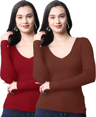 Diving deep Casual Solid Women Multicolor Top