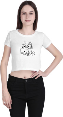 VEKTEK Casual Graphic Print Women White Top