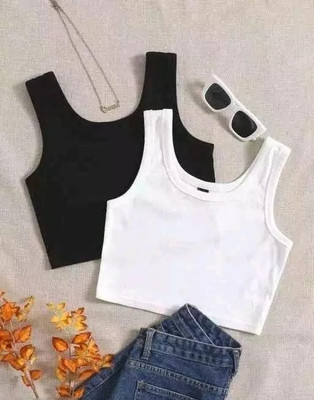 Ddaspration Casual Solid Women Black, White Top
