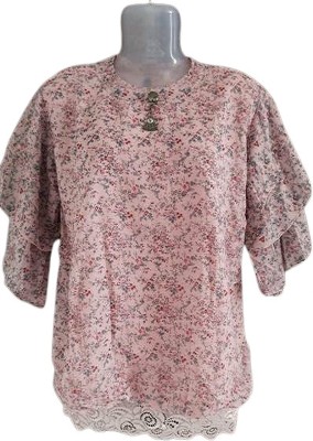 fasinf Casual Floral Print Women Pink Top