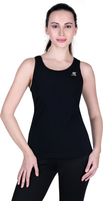 Laasa Sports Casual Solid Women Black Top
