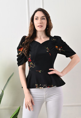 SAKSHI TRADER Casual Printed Women Black Top