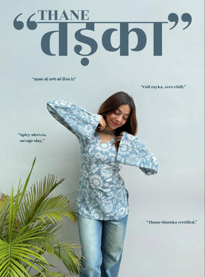 CLANGER Casual Printed Women Grey Top