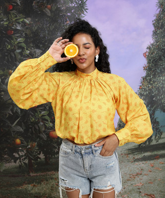 Tokyo Talkies Casual Printed Women Yellow Top