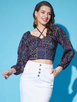 FUNDAY FASHION Casual Printed Women Blue Top