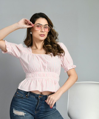 PRETTY LOVING THING Casual Checkered Women Pink Top
