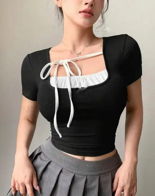 Bartus Casual Solid Women Black Top