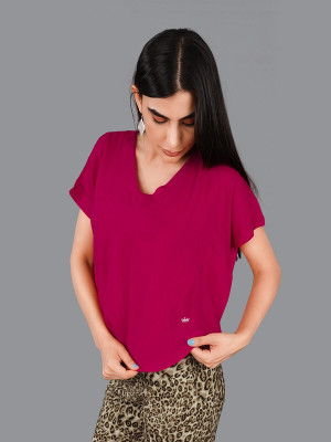 french crown Casual Solid Women Pink Top