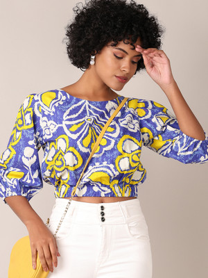 V-MART Casual Printed Women Blue Top