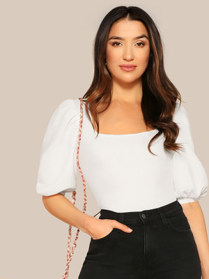 Kashonaa Casual Solid Women White Top