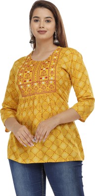 Pankti Creation Casual Printed Women Yellow Top