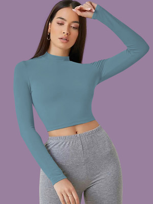 Kashonaa Casual Solid Women Dark Blue Top