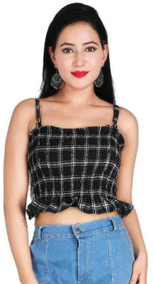 FABESCA Casual Checkered Women Black, Grey, White Top