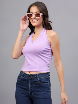 DIAZ Casual Solid Women Purple Top