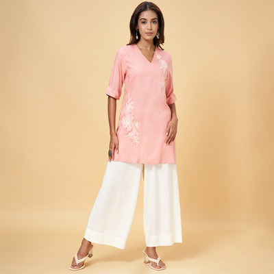 Rangmanch by Pantaloons Casual Embroidered Women Pink Top