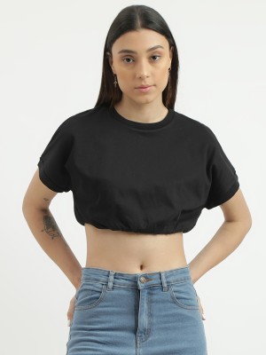 United Colors of Benetton Casual Solid Women Black Top
