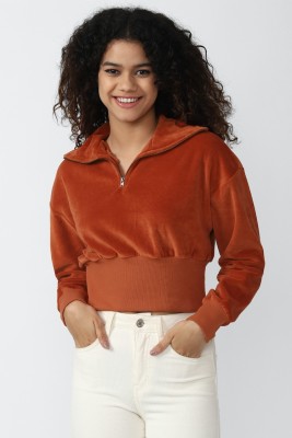 FOREVER 21 Women Solid Casual Orange Shirt