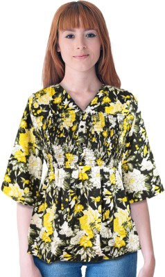 NarayaniCollectionss Casual Floral Print Women Black Top