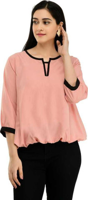 PURPLE PLUS Casual Solid Women Pink Top