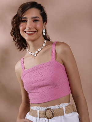 Tokyo Talkies Casual Self Design Women Pink Top