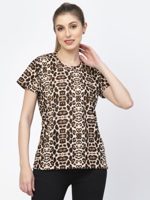 UZARUS Casual Printed Women Beige, Brown, Black Top