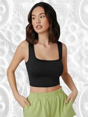 SHAHVEER CREATON Casual Solid Women Black Top