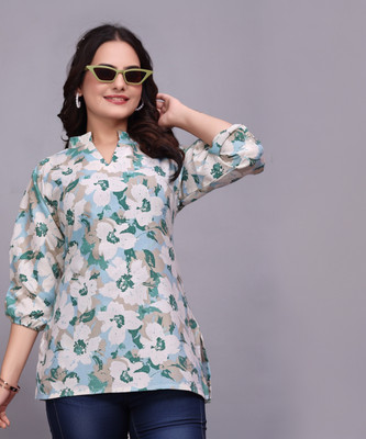 HEMANG FASHION Casual Floral Print Women Light Blue Top
