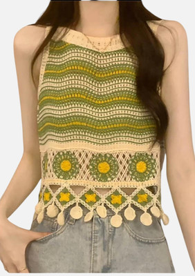 Emprace Casual Self Design Women Green Top