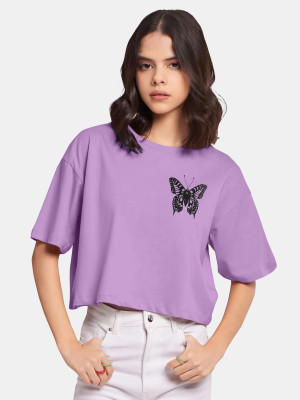 hkCreation Casual Printed Women Purple Top