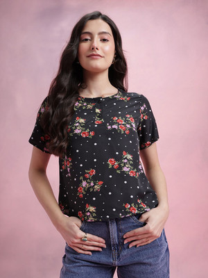 Dressberry Casual Printed Women Black Top
