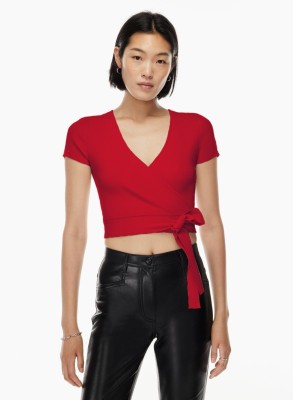 SIGHTBOMB Casual Solid Women Red Top