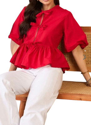 Abara clothing Casual Solid Women Red Top