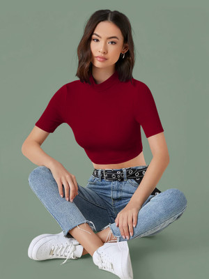 Kashonaa Casual Solid Women Maroon Top