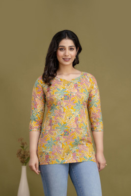 OneStep Women Printed Straight Kurta(Purple)