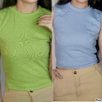 Years Fashion Casual Solid Women Green, Blue Top
