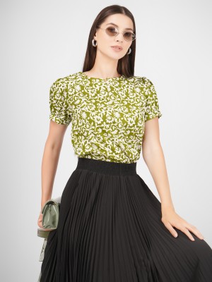 Kinjo Formal Floral Print Women Light Green Top